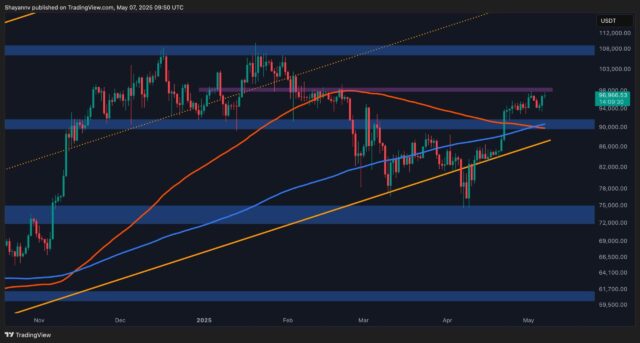 Bitcoin Price Analysis: BTC Approaches $97K Resistance Amid Emerging Warning Signals