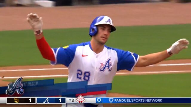 Matt Olson crushes his 12th home run of the season to give Braves the lead over Padres